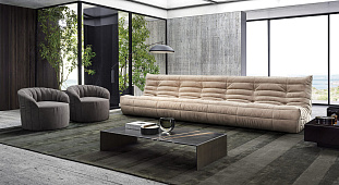 Бежевый диван в интерьере-12, Бескаркасный диван ДеФранс и кресла Шелл в интерьер гостиной